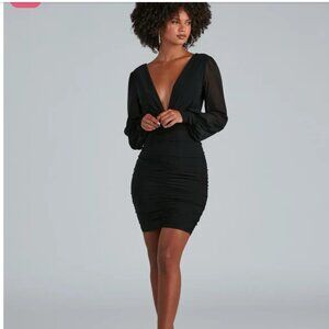 NWT Amaria Formal Ruched Chiffon Mini Dress